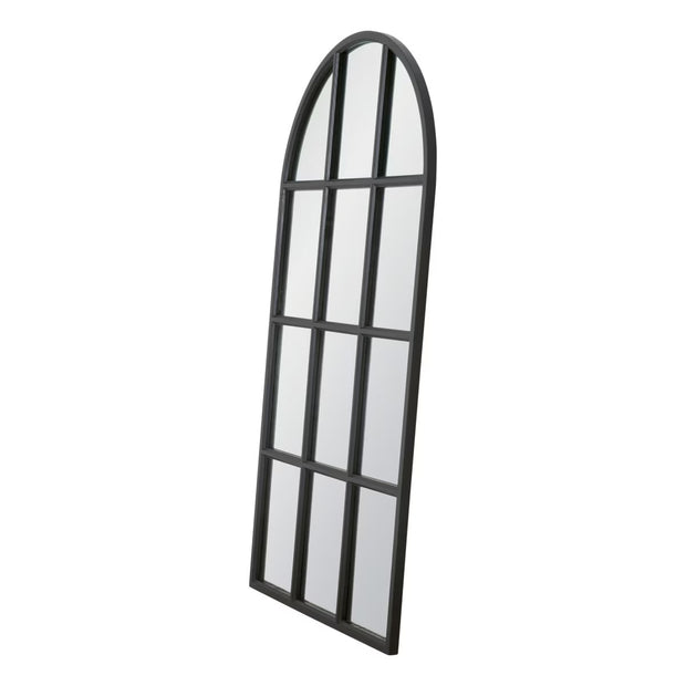 Essentials For Living Grid Arched Mirror ~ Matte Black Oak