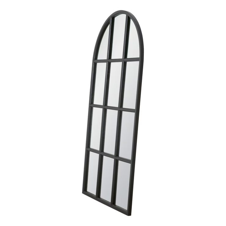 Essentials For Living Grid Arched Mirror ~ Matte Black Oak