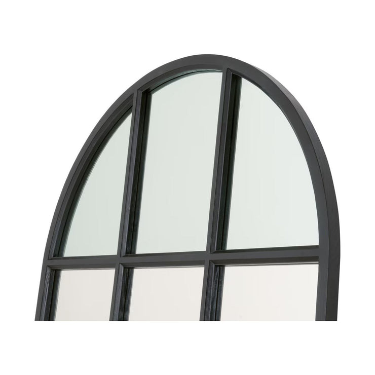 Essentials For Living Grid Arched Mirror ~ Matte Black Oak