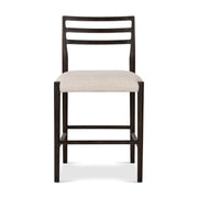 Four Hands Glenmore Ladderback Light Carbon Counter Stool ~ Essence Natural Cushioned Seat