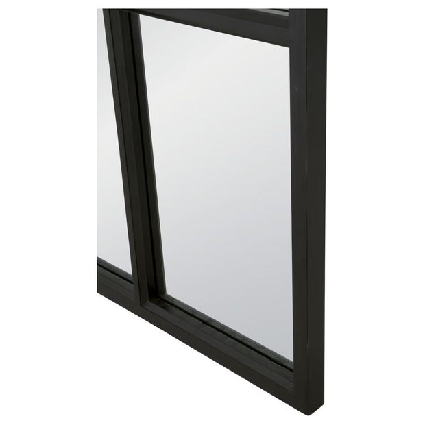 Essentials For Living Grid Arched Mirror ~ Matte Black Oak