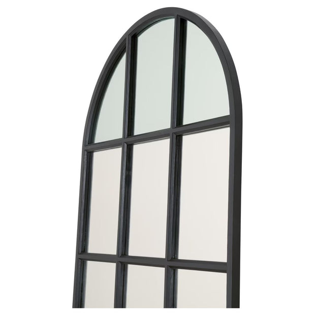 Essentials For Living Grid Arched Mirror ~ Matte Black Oak