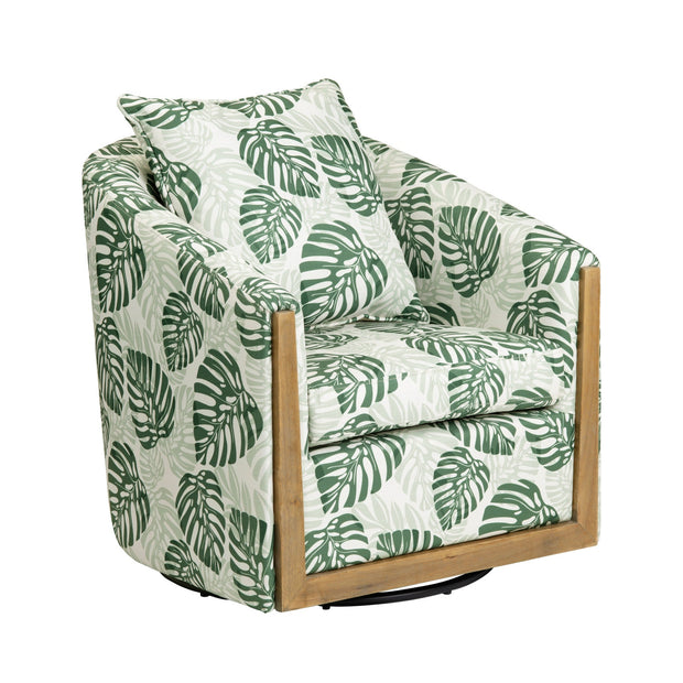 Crestview Collection Palmetto Palm Leaf Print Accent Chair