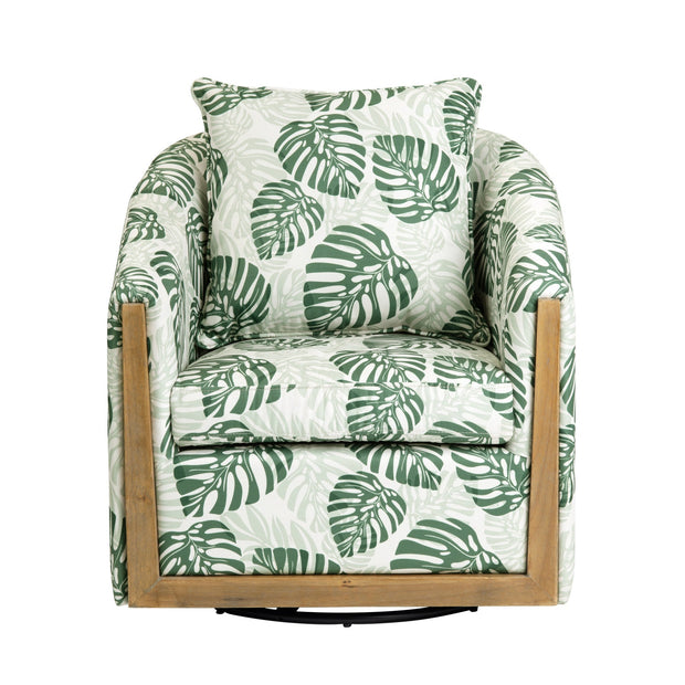 Crestview Collection Palmetto Palm Leaf Print Accent Chair