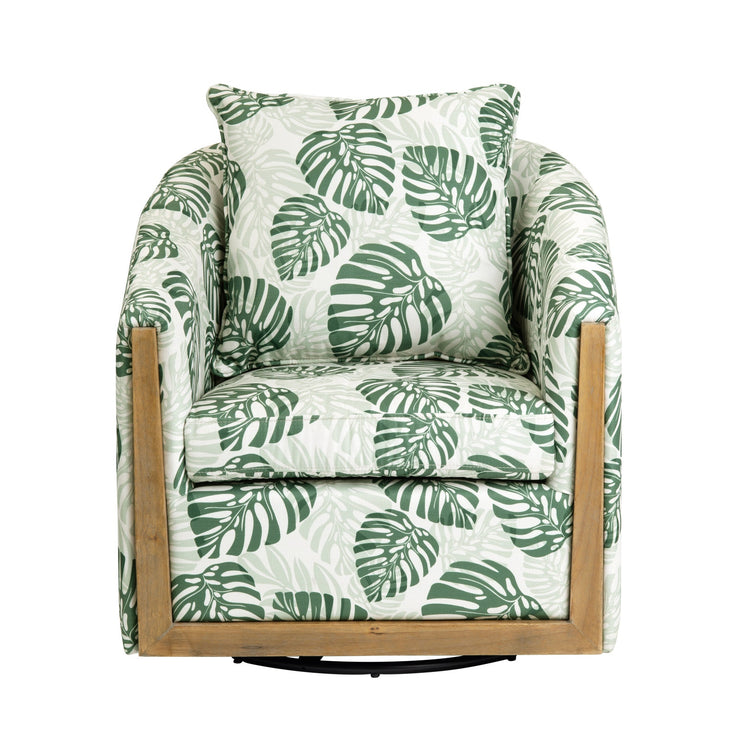Crestview Collection Palmetto Palm Leaf Print Accent Chair