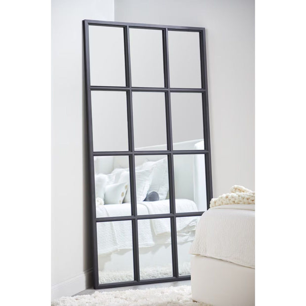Essentials For Living Grid Mirror ~ Matte Black Oak