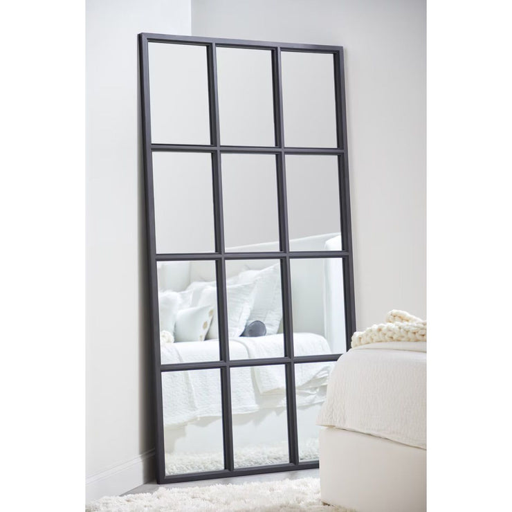 Essentials For Living Grid Mirror ~ Matte Black Oak