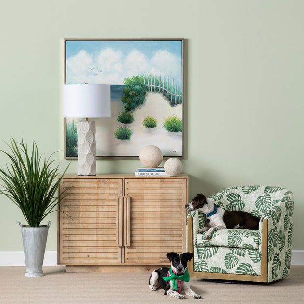 Crestview Collection Palmetto Palm Leaf Print Accent Chair