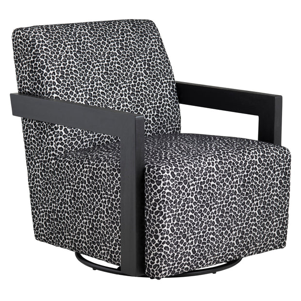 Crestview Collection Serengetti Black and White Print Fabric Swivel Chair