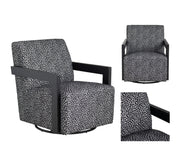 Crestview Collection Serengetti Black and White Print Fabric Swivel Chair