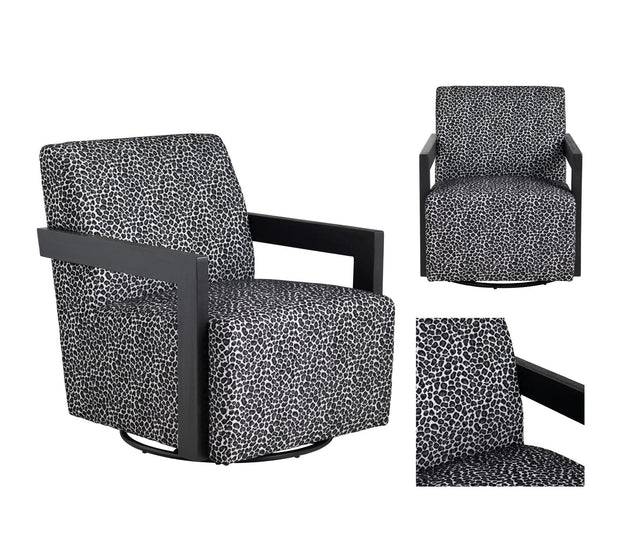Crestview Collection Serengetti Black and White Print Fabric Swivel Chair