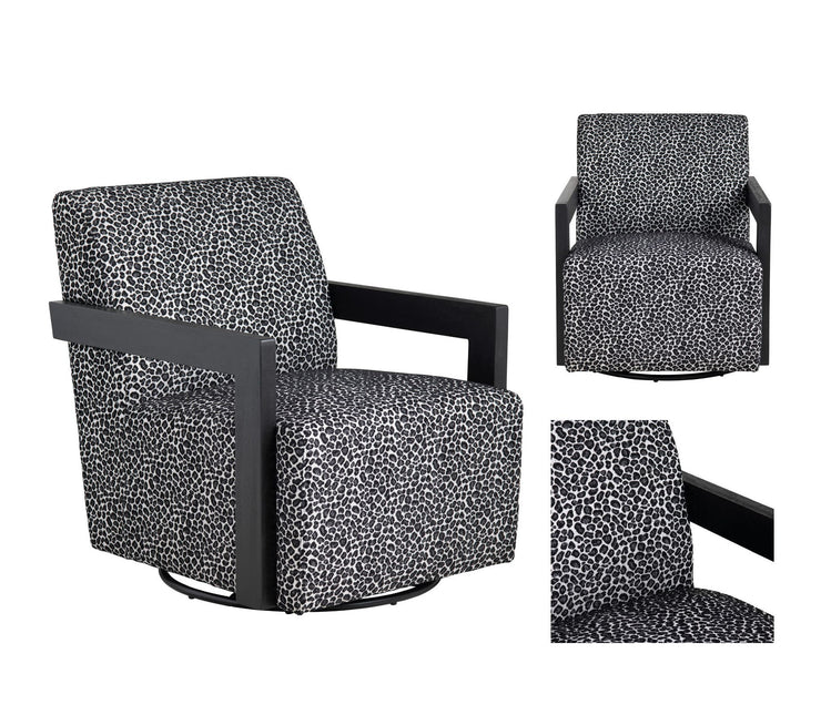 Crestview Collection Serengetti Black and White Print Fabric Swivel Chair
