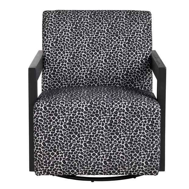 Crestview Collection Serengetti Black and White Print Fabric Swivel Chair