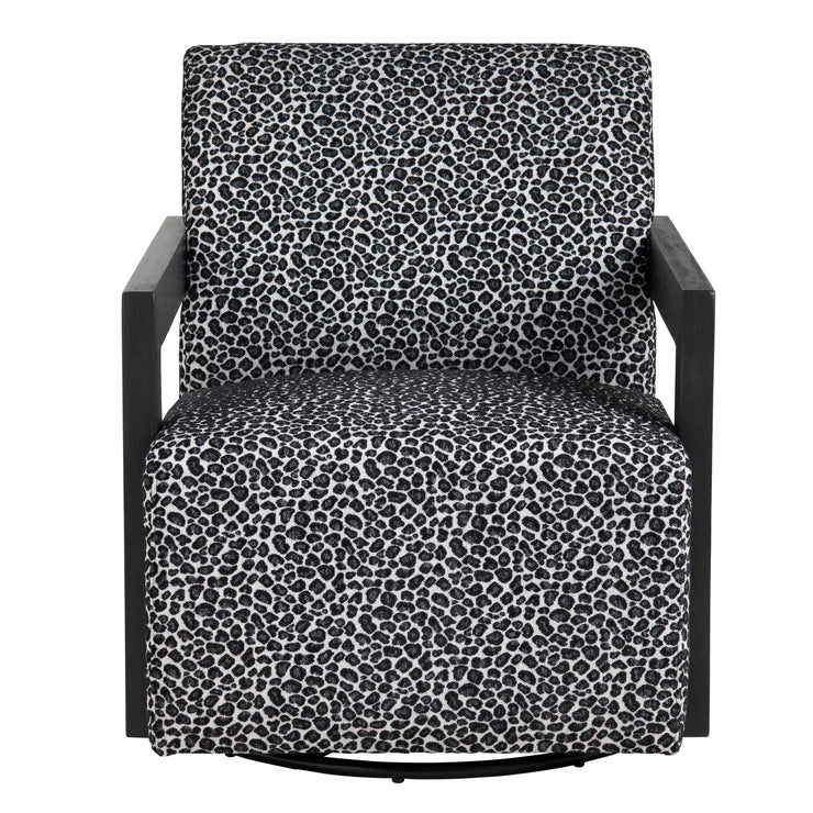Crestview Collection Serengetti Black and White Print Fabric Swivel Chair