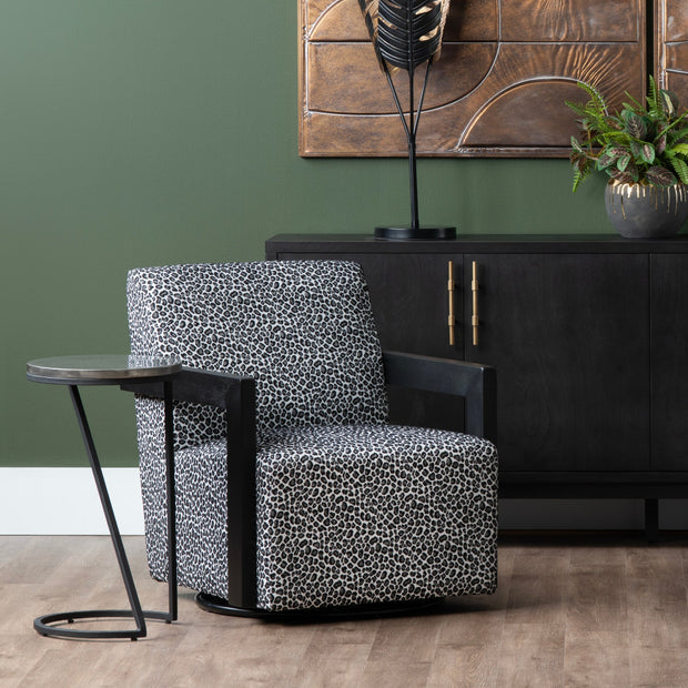 Crestview Collection Serengetti Black and White Print Fabric Swivel Chair