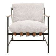 Essentials For Living Brando Club Chair~ Howell Natural, Chestnut Top Grain Leather, Natural Gray Oak With Black Iron