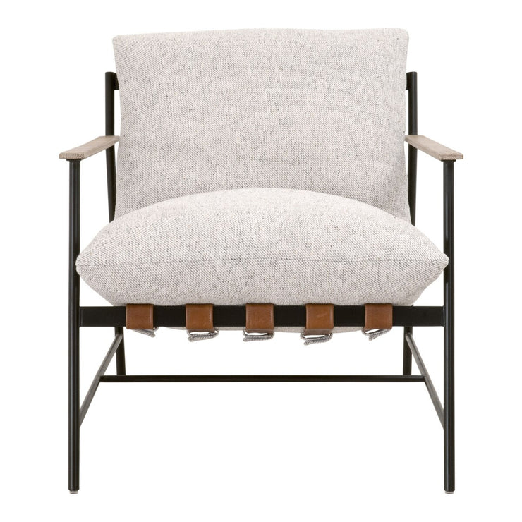 Essentials For Living Brando Club Chair~ Howell Natural, Chestnut Top Grain Leather, Natural Gray Oak With Black Iron