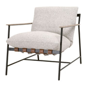 Essentials For Living Brando Club Chair~ Howell Natural, Chestnut Top Grain Leather, Natural Gray Oak With Black Iron