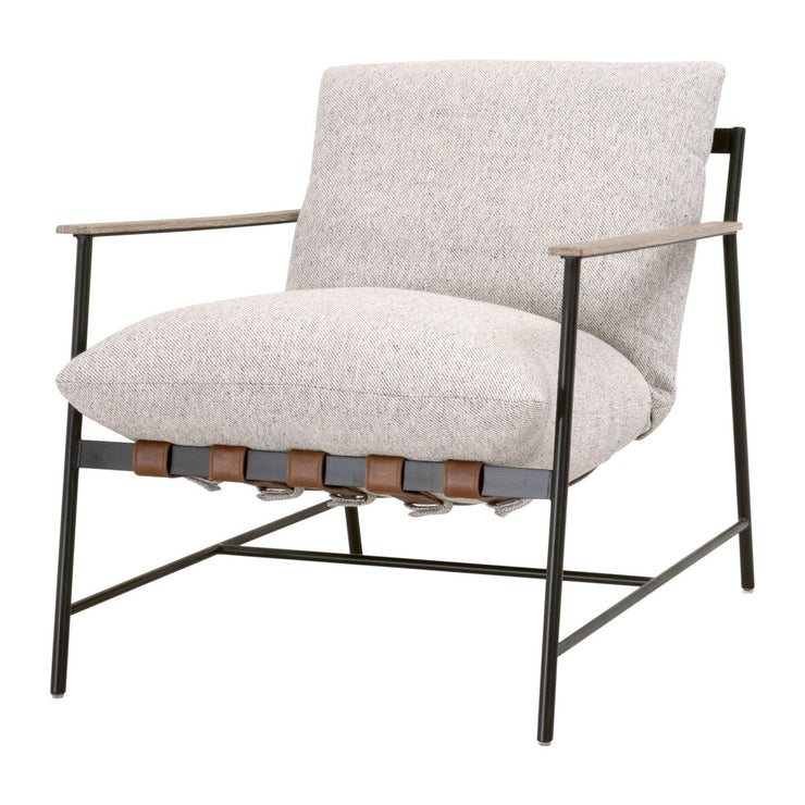 Essentials For Living Brando Club Chair~ Howell Natural, Chestnut Top Grain Leather, Natural Gray Oak With Black Iron