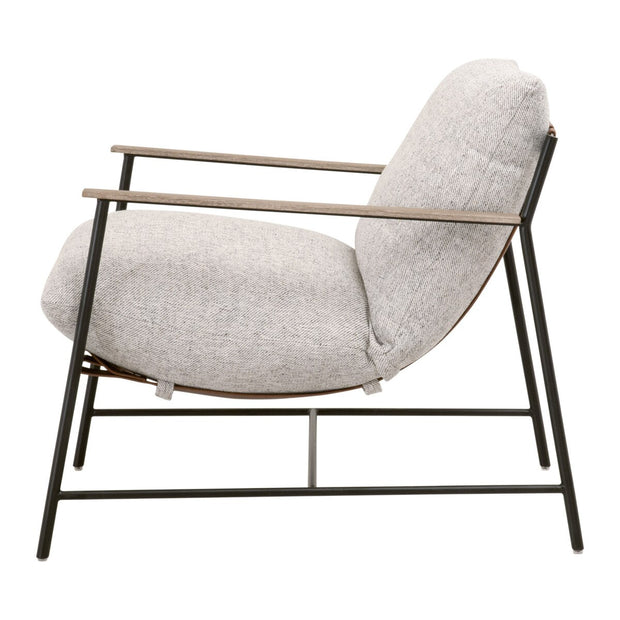 Essentials For Living Brando Club Chair~ Howell Natural, Chestnut Top Grain Leather, Natural Gray Oak With Black Iron