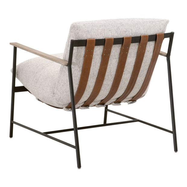 Essentials For Living Brando Club Chair~ Howell Natural, Chestnut Top Grain Leather, Natural Gray Oak With Black Iron