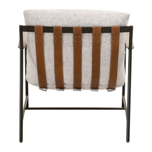 Essentials For Living Brando Club Chair~ Howell Natural, Chestnut Top Grain Leather, Natural Gray Oak With Black Iron