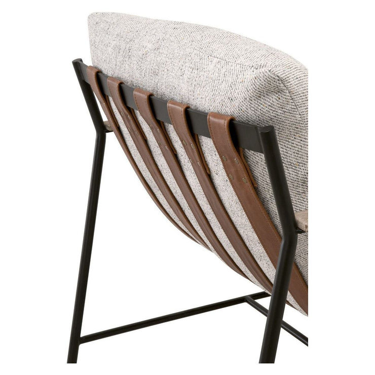 Essentials For Living Brando Club Chair~ Howell Natural, Chestnut Top Grain Leather, Natural Gray Oak With Black Iron