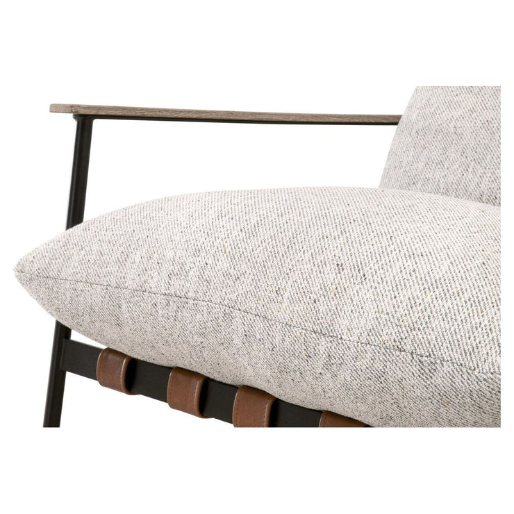 Essentials For Living Brando Club Chair~ Howell Natural, Chestnut Top Grain Leather, Natural Gray Oak With Black Iron