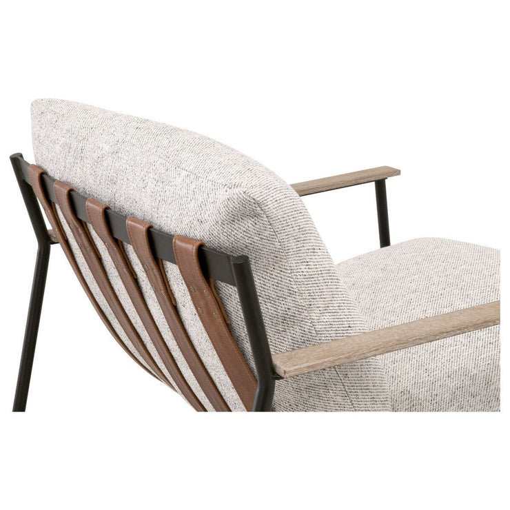 Essentials For Living Brando Club Chair~ Howell Natural, Chestnut Top Grain Leather, Natural Gray Oak With Black Iron