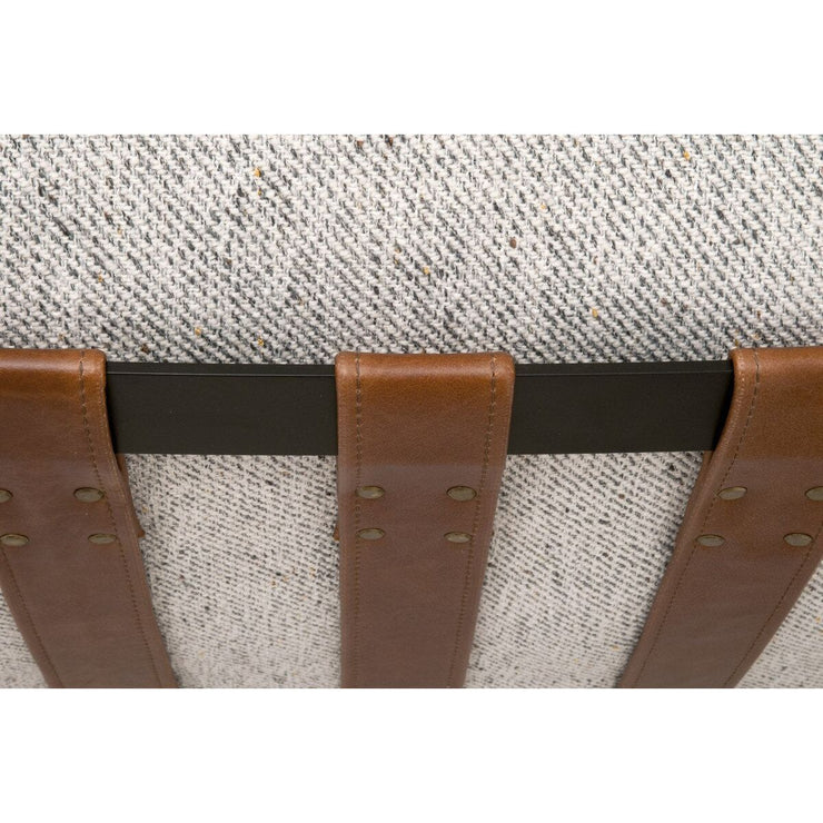 Essentials For Living Brando Club Chair~ Howell Natural, Chestnut Top Grain Leather, Natural Gray Oak With Black Iron