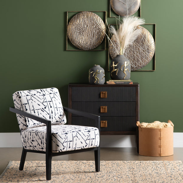 Crestview Collection Rorschach Black and White Linen Accent Chair