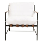 Essentials For Living Brando Club Chair~ LiveSmart Peyton-Pearl, Chestnut Top Grain Leather, Natural Gray Oak With Black Iron