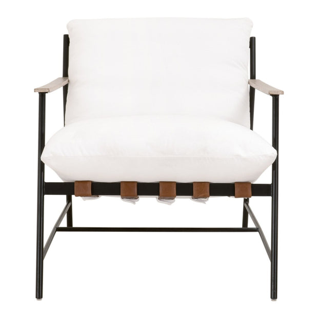 Essentials For Living Brando Club Chair~ LiveSmart Peyton-Pearl, Chestnut Top Grain Leather, Natural Gray Oak With Black Iron