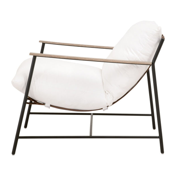 Essentials For Living Brando Club Chair~ LiveSmart Peyton-Pearl, Chestnut Top Grain Leather, Natural Gray Oak With Black Iron