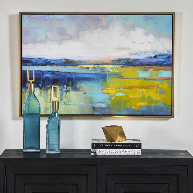 Casa Bella Living Calm Water Colors Gold Framed Canvas