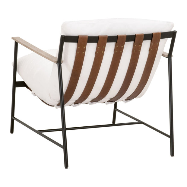 Essentials For Living Brando Club Chair~ LiveSmart Peyton-Pearl, Chestnut Top Grain Leather, Natural Gray Oak With Black Iron