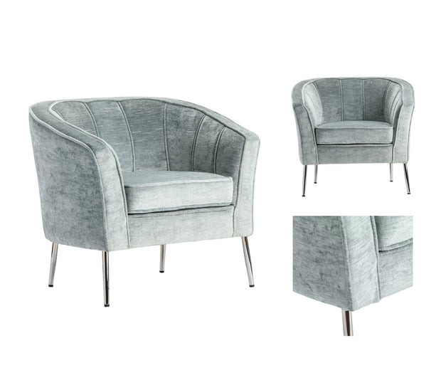 Crestview Collection Jefferson Light Grey Velvet Accent Chair