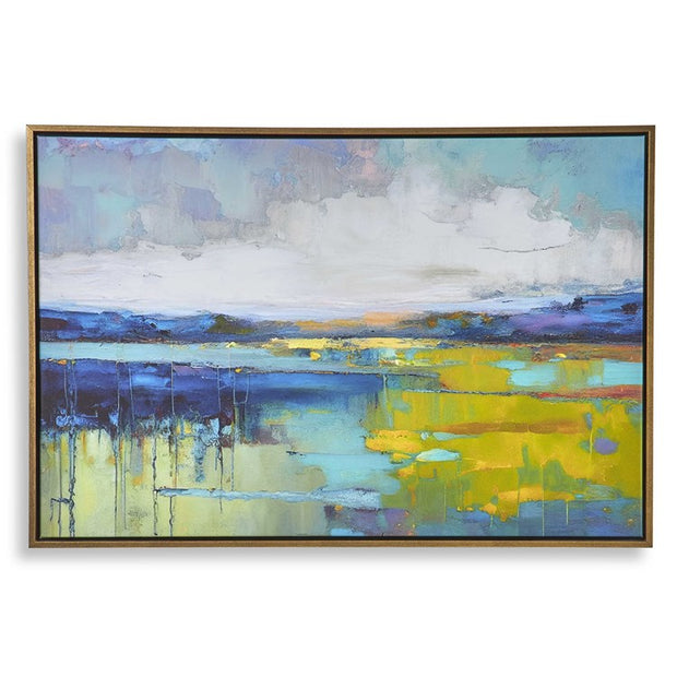 Casa Bella Living Calm Water Colors Gold Framed Canvas
