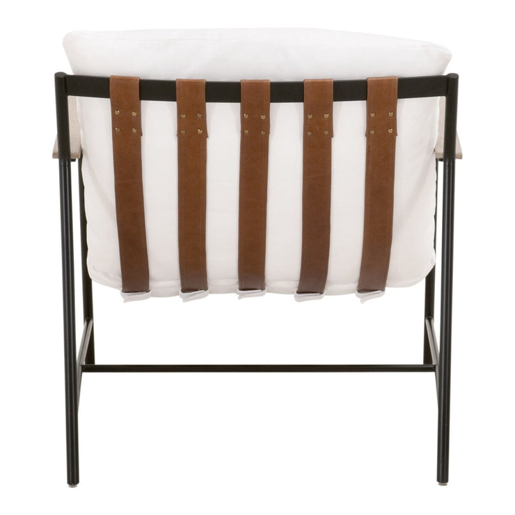 Essentials For Living Brando Club Chair~ LiveSmart Peyton-Pearl, Chestnut Top Grain Leather, Natural Gray Oak With Black Iron