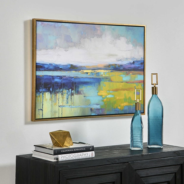 Casa Bella Living Calm Water Colors Gold Framed Canvas