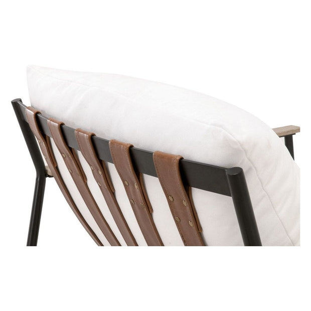 Essentials For Living Brando Club Chair~ LiveSmart Peyton-Pearl, Chestnut Top Grain Leather, Natural Gray Oak With Black Iron