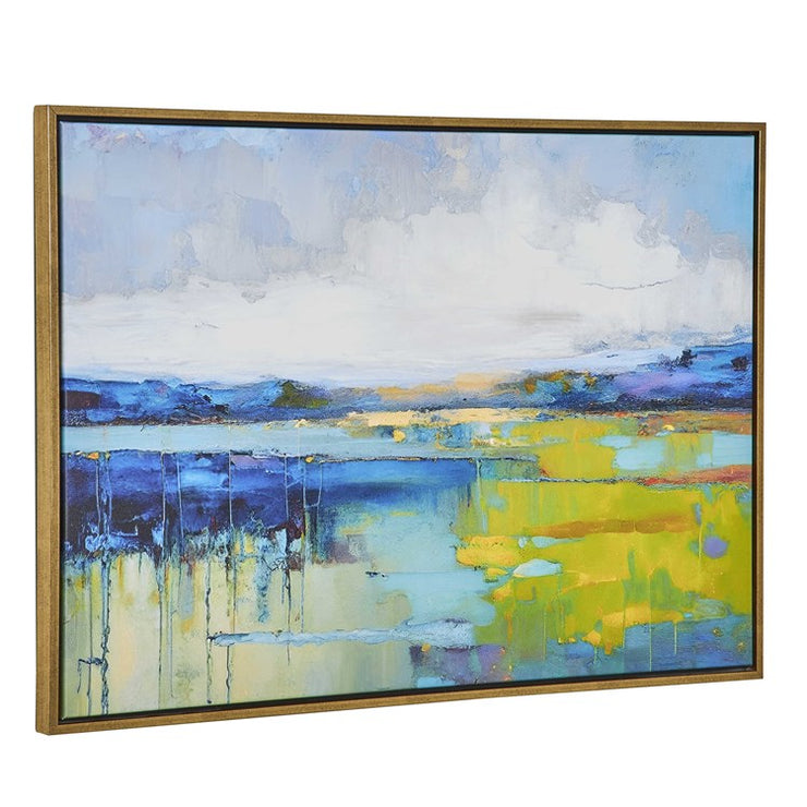 Casa Bella Living Calm Water Colors Gold Framed Canvas