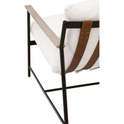 Essentials For Living Brando Club Chair~ LiveSmart Peyton-Pearl, Chestnut Top Grain Leather, Natural Gray Oak With Black Iron