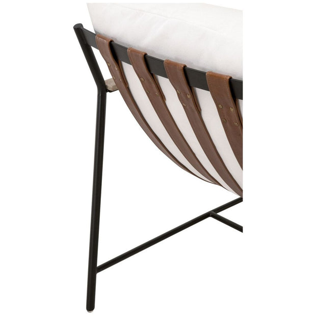Essentials For Living Brando Club Chair~ LiveSmart Peyton-Pearl, Chestnut Top Grain Leather, Natural Gray Oak With Black Iron