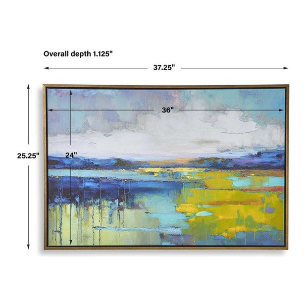 Casa Bella Living Calm Water Colors Gold Framed Canvas