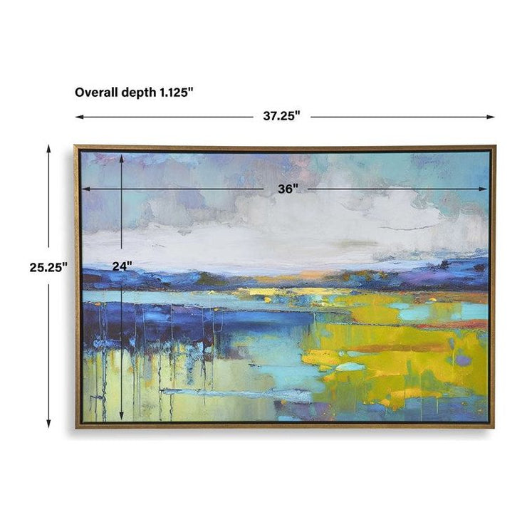 Casa Bella Living Calm Water Colors Gold Framed Canvas