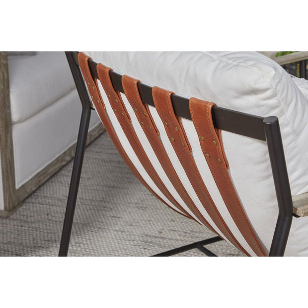 Essentials For Living Brando Club Chair~ LiveSmart Peyton-Pearl, Chestnut Top Grain Leather, Natural Gray Oak With Black Iron