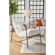 Essentials For Living Brando Club Chair~ LiveSmart Peyton-Pearl, Chestnut Top Grain Leather, Natural Gray Oak With Black Iron