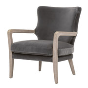 Essentials For Living Calvin Club Chair~ Dark Dove Velvet, Natural Gray Oak