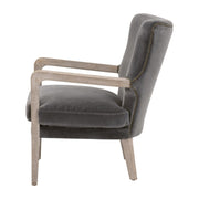 Essentials For Living Calvin Club Chair~ Dark Dove Velvet, Natural Gray Oak
